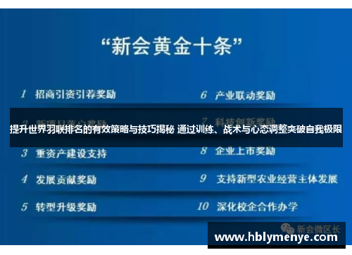 提升世界羽联排名的有效策略与技巧揭秘 通过训练、战术与心态调整突破自我极限